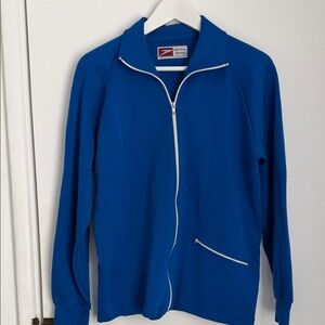 Vintage White Stag Speedo Men's Zip-Up Jacket Sweater Warm Up Track Blue Medium